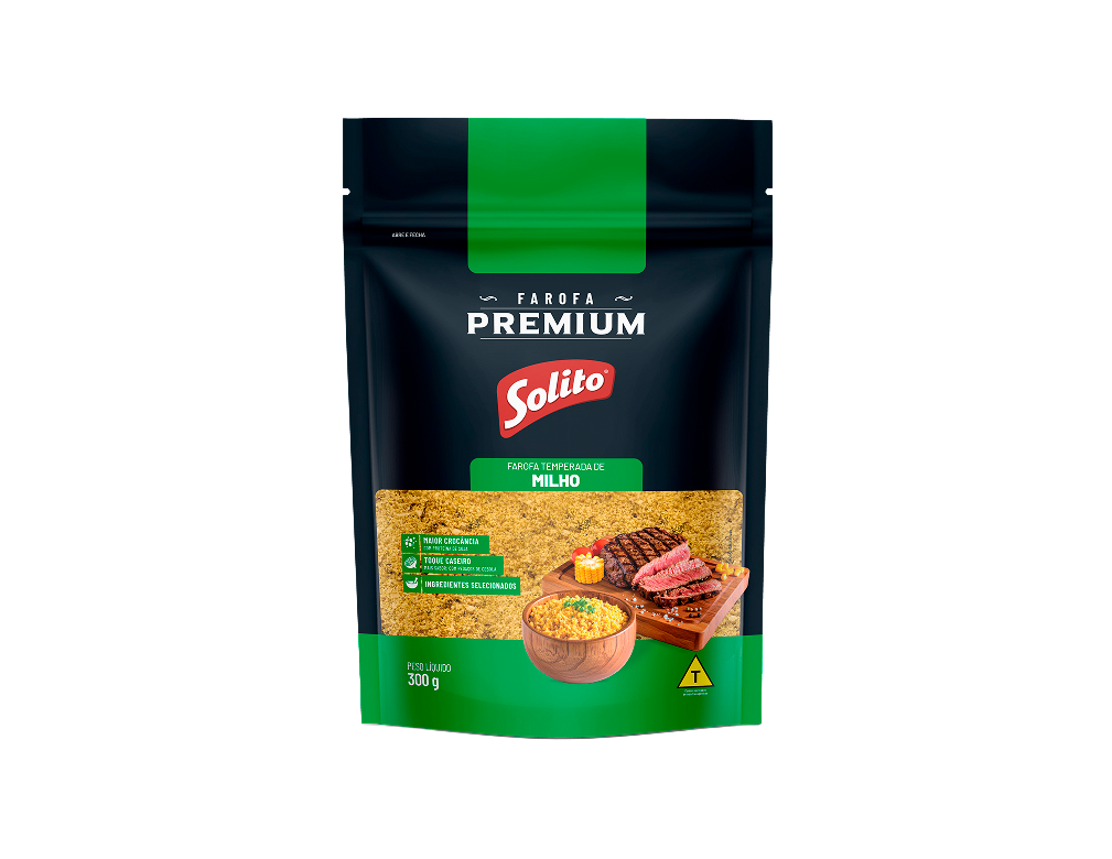 FAROFA DE MILHO TEMPERADA TRADICIONAL PREMIUM SOLITO 300 G (CX 14 PCT)